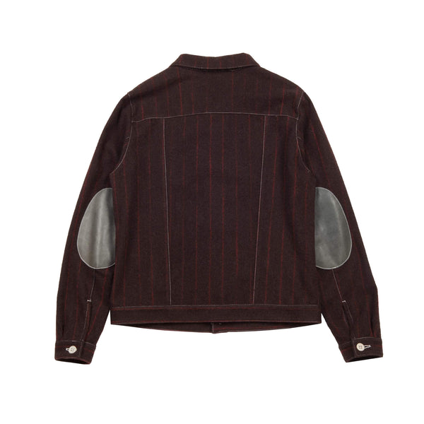 BROWN WOOL AND CASHMERE PINSTRIPE TRUCKER JACKET 1 of 1