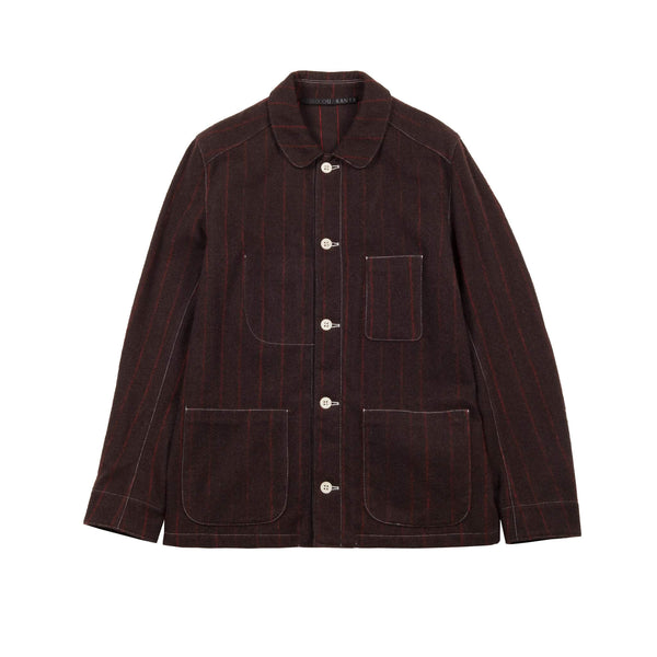 BROWN WOOL AND CASHMERE PINSTRIPE UNIFORM JACKET 1 OF 1