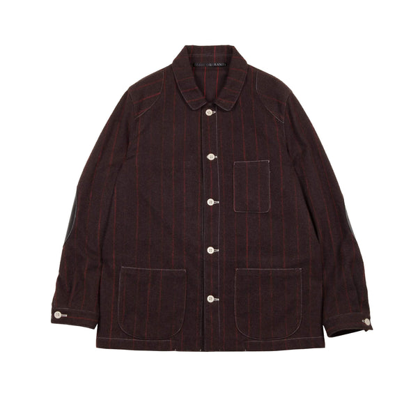 BROWN WOOL AND CASHMERE PINSTRIPE WORKER JACKET 1 OF 1