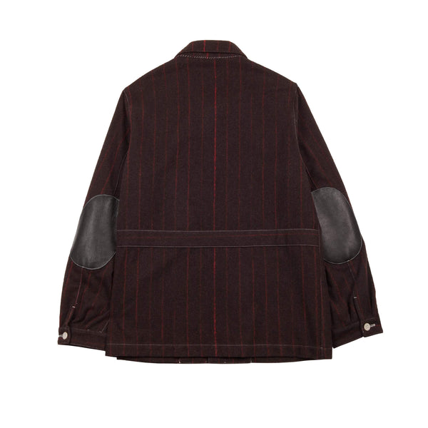 BROWN WOOL AND CASHMERE PINSTRIPE WORKER JACKET 1 OF 1