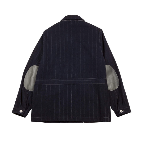 BLUE WOOL AND CASHMERE PINSTRIPE WORKER JACKET 1 of 1