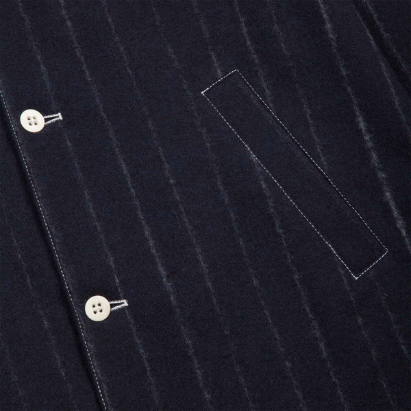 BLUE WOOL AND CASHMERE PINSTRIPE OVERSIZE JACKET 1 of 1